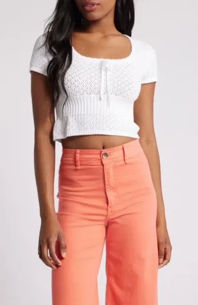 Pacsun Evelyn Short Sleeve Sweater In Bright White