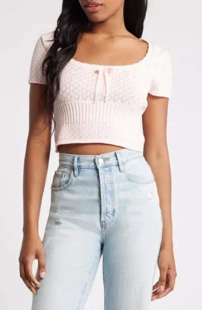 Pacsun Evelyn Short Sleeve Sweater In Pink