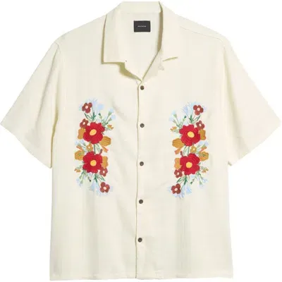 Pacsun Floral Appliqué Camp Shirt In White