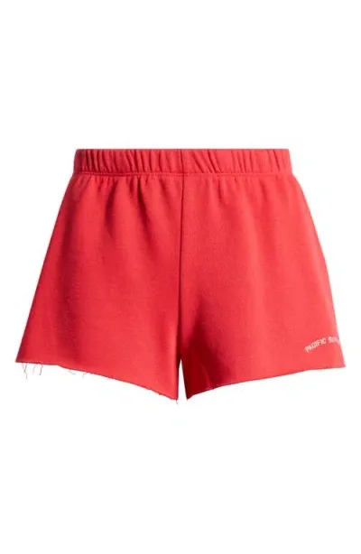 Pacsun Flow Cotton Blend French Terry Shorts In True Red