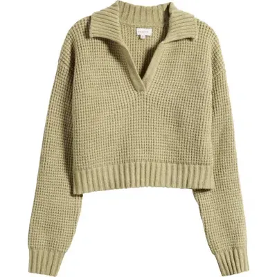 Pacsun Gabriella Waffle Stitch Crop Sweater In Tea