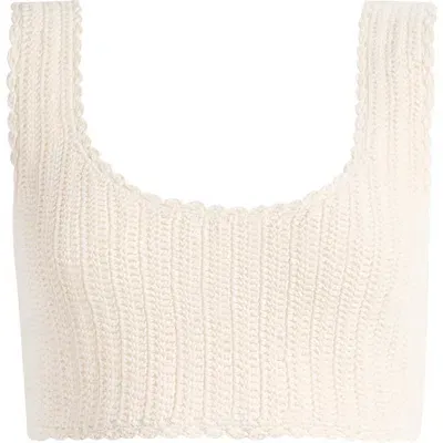 Pacsun Jocelyn Cotton Crochet Crop Tank In White Sand