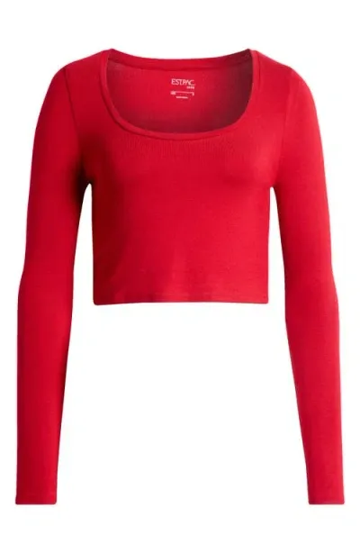 Pacsun Kelly Long Sleeve Crop Top In Red