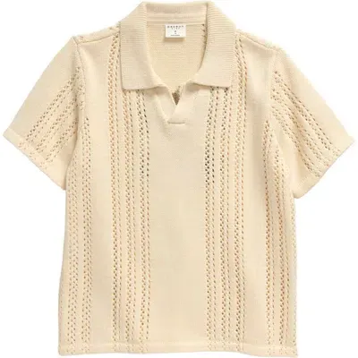 Pacsun Kids' Finn Open Stitch Polo Sweater In Off White