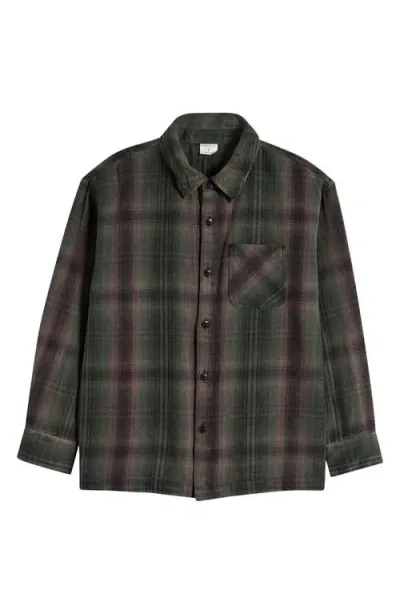 Pacsun Kids' Plaid Flannel Button-up Shirt In Green Plaid