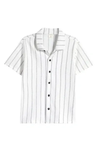 Pacsun Klein Stripe Short Sleeve Cotton Button-up Shirt In White/black