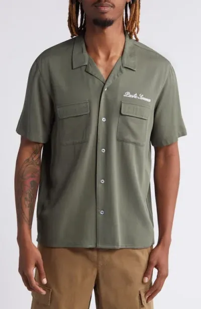 Pacsun Logo Embroidered Camp Shirt In Grape Leaf