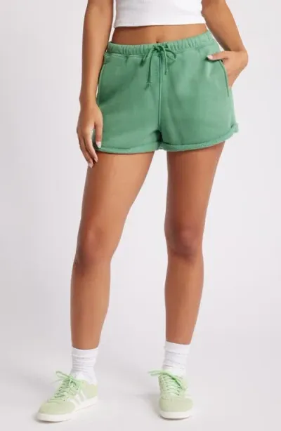 Pacsun Logo Embroidered Rolled Hem Sweat Shorts In Green