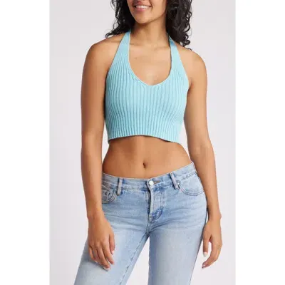 Pacsun Pixie Rib Crop Halter Top In Petit Four