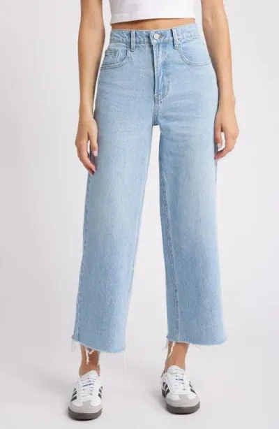 Pacsun Raw Hem Crop Wide Leg Jeans In Corina Medium Wash