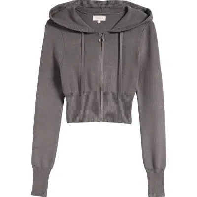 Pacsun Sammi Front Zip Rib Hoodie In Gargoyle