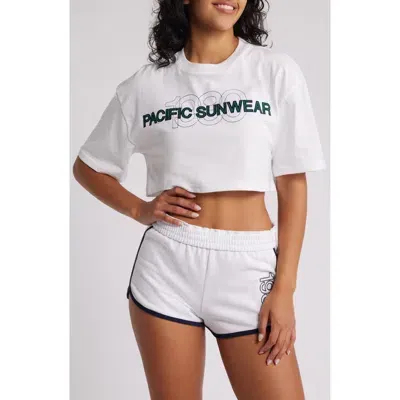 Pacsun Super Crop Logo T-shirt In White