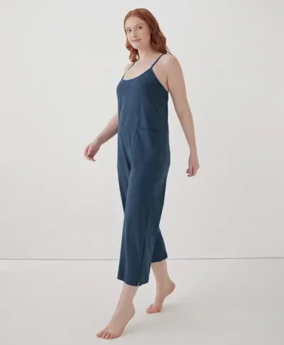 Pact Organic Cool Stretch Lounge Jumpsuit In French Navy Heather