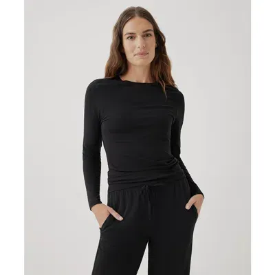 Pact Organic Cotton Cool Stretch Fitted Long Sleeve Tee In Black