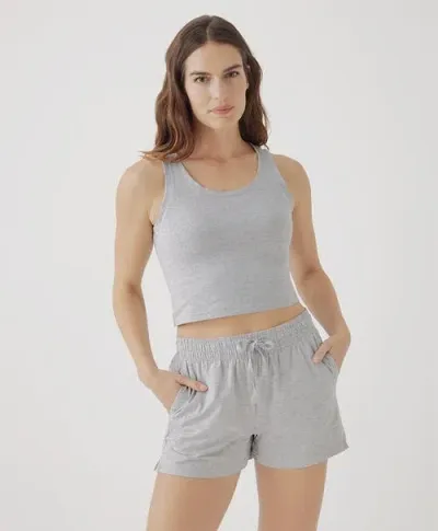 Pact Organic Cotton Cool Stretch Fitted Lounge Tank In Heather Grey