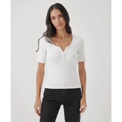 Pact Organic Favorite Rib Henley Top In White