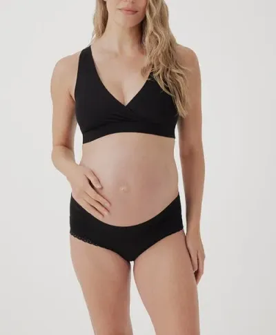 Pact Organic Maternity Nursing Bralette In Black