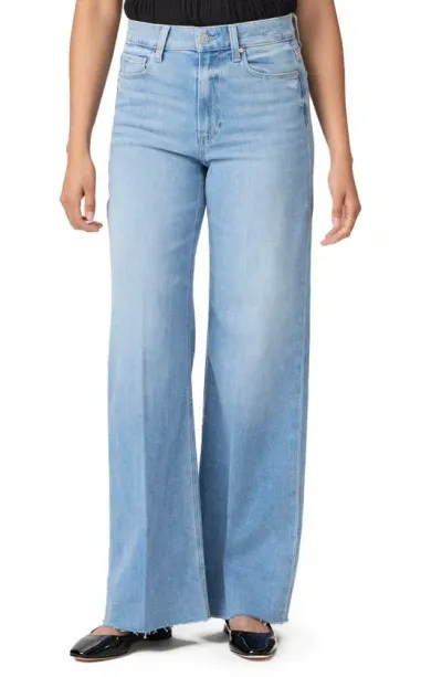 Paige Anessa Raw Hem Wide Leg Jeans In Helena