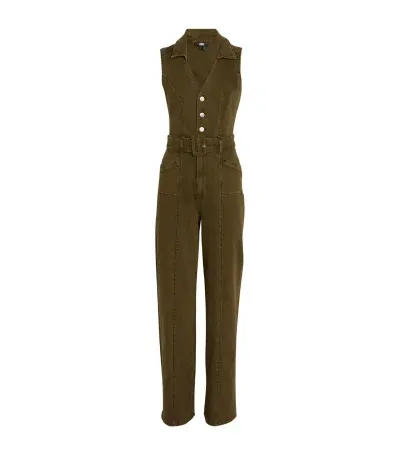 Paige Denim Belted Sasha Jumpsuit In Vintage Olive