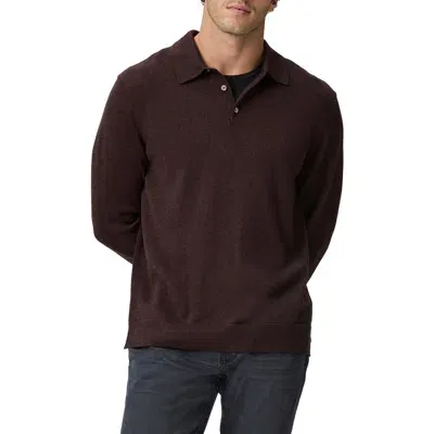 Paige Finsbury Merino Wool Blend Polo Sweater In Heathered Bordeaux