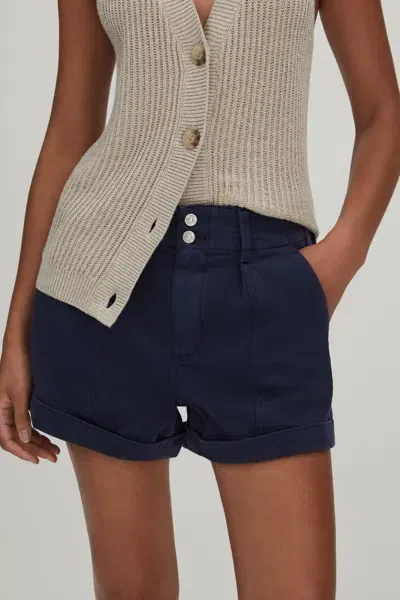 Paige High Rise Shorts With Turned-up Hems In Navy