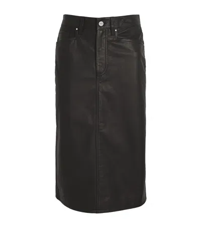 Paige Leather Siren Midi Skirt In Black