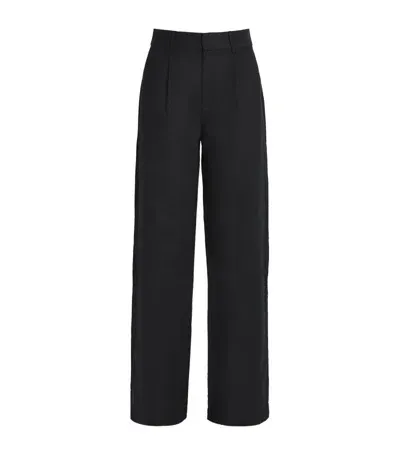 Paige Linen-blend Pleated Niquel Trousers In Black