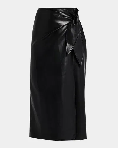 Paige Ogden Faux Leather Wrap Skirt In Black