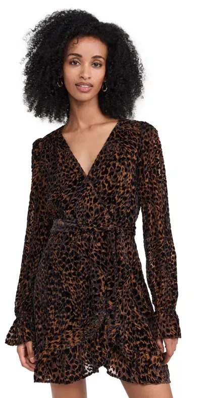 Paige Ysabel Cheetah Velvet Wrap Dress In Landslide Multi