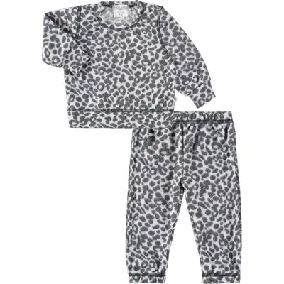 Paigelauren Babies'  Hacci Animal Print Long Sleeve Top & Pants Lounge Set In White