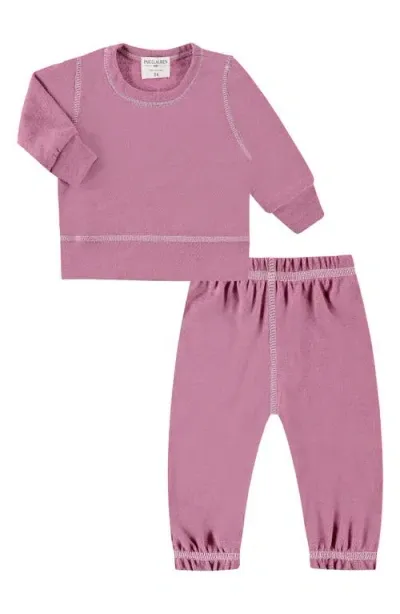 Paigelauren Babies'  Hacci Long Sleeve Top & Pants Lounge Set In Dark Pink