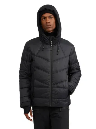 Pajar Thebe Mixed Media Ski Jacket With Fixed Hood In Black