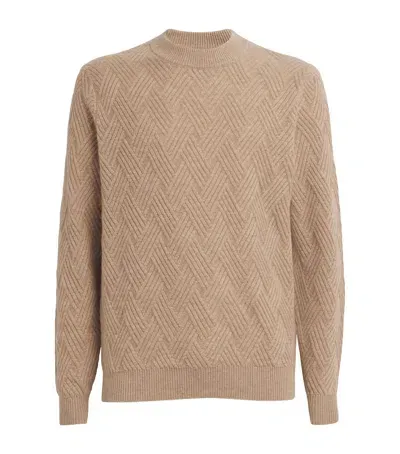 Pal Zileri Cashmere Ribbed Sweater In Beige