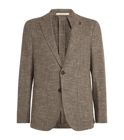 Pal Zileri Cotton-blend Slubbed Blazer In Brown