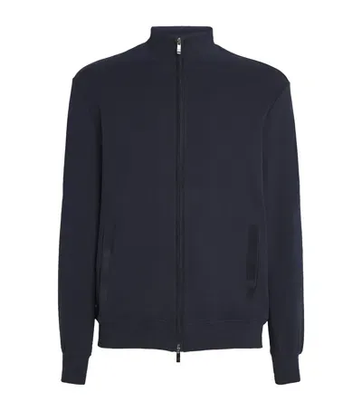 Pal Zileri Cotton-blend Zip-up Sweatshirt In Navy