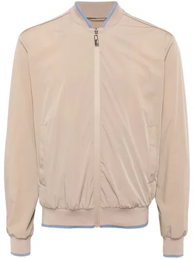 Pal Zileri Soft Shell Bomber Jacket In Neutrals