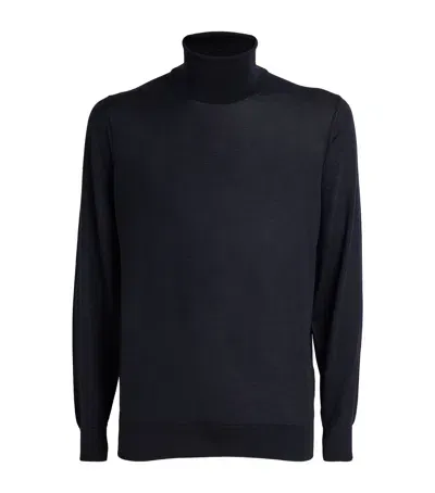 Pal Zileri Wool-silk Rollneck Sweaters In Navy