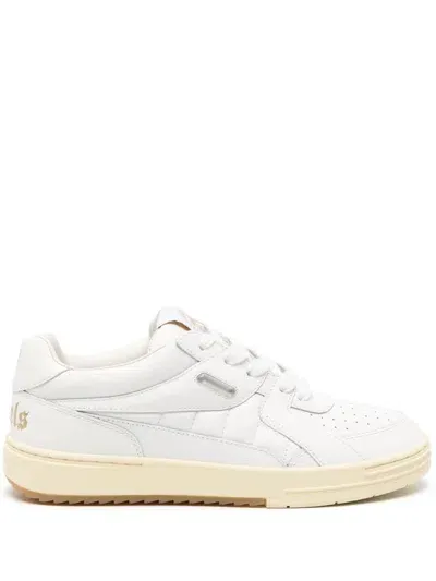 Palm Angels University Leather Sneakers In White