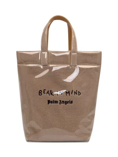 Palm Angels Bear In Mind Tote Bag In Brown/black