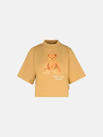 Palm Angels 'bear In Mind' Beige Cotton T-shirt