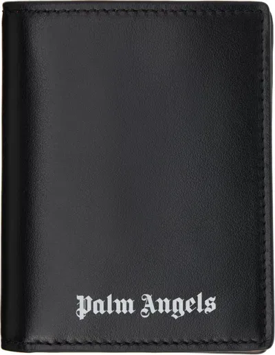 Palm Angels Black Classic Logo Bifold Wallet In Black/white