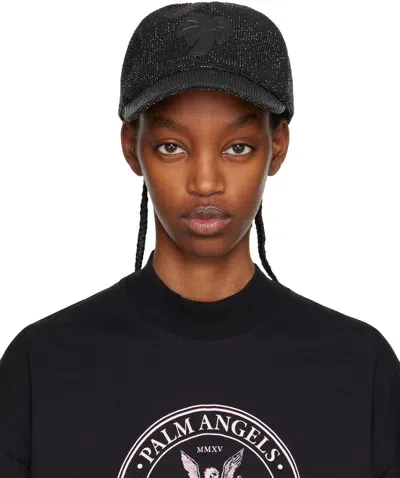 Palm Angels Black Crystal Palm Cap In Black/black