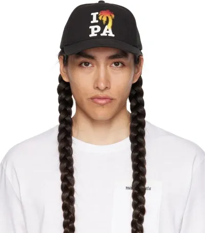 Palm Angels 'pa Brimmed Ventilated Crown Cap' In Black White