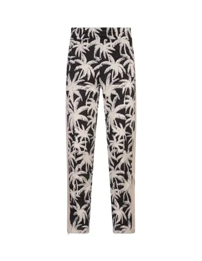 Palm Angels Black Joggers With Palm Print All-over