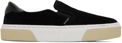 Palm Angels Black Slip-on Sneakers In Black Black