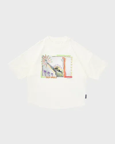 Palm Angels Kids' Boy's La Photo 03 Logo-print T-shirt In Butter Grey