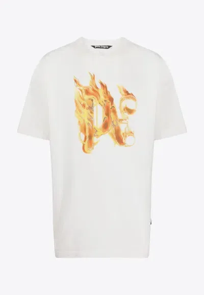 Palm Angels Burning Logo T-shirt In White