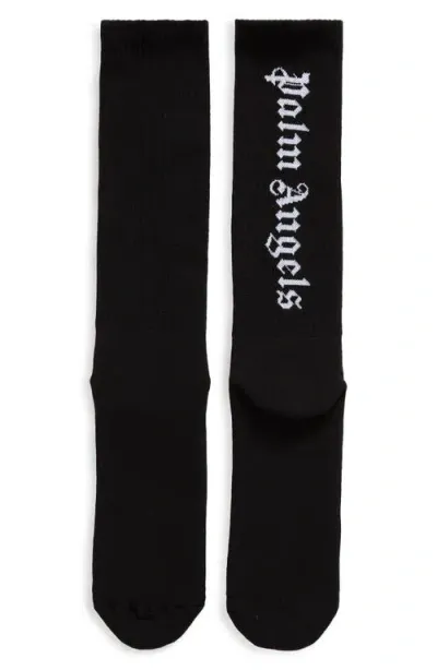 Palm Angels Classic Logo Crew Socks In Black Off White