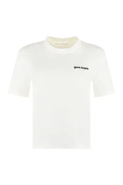 Palm Angels Cotton Crew-neck T-shirt In Beige