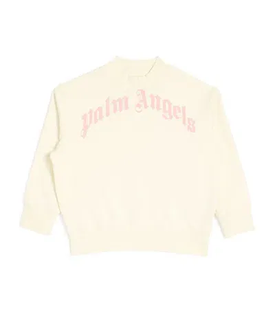 Palm Angels Kids' Cotton Logo Sweatshirt In Pink